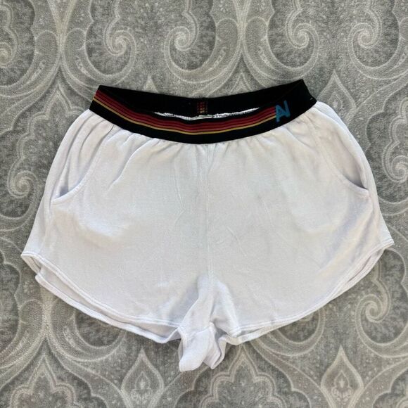 Womens Aviator Nation White Velour Shorts
